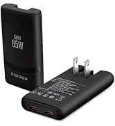 65W GaN USB C Charger,Dual-Port Fast Wall Charger,PD 3.0 & QC 4.0,Foldable Plug for MacBook Pro/A...