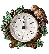 Pewery Decorative Mini Table Clock, Vintage Metal Silent Analog Clock Quartz Battery Operated Tab...
