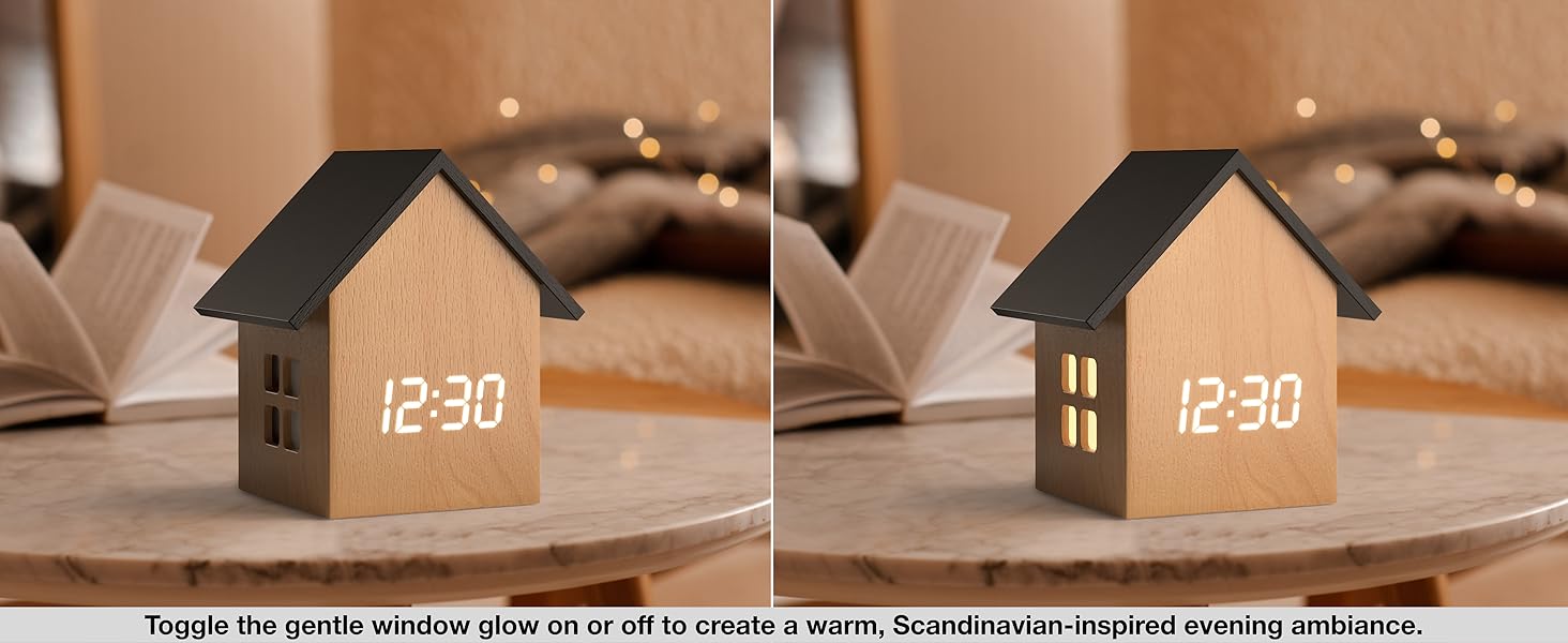 nightlight digital alarm clock dim alarm clock house shaped alarm clock