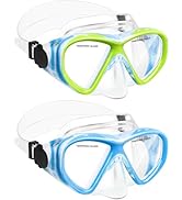 ACQCES Kids Swim Goggles Snorkel Diving Mask for Boys Girls Ages 5-15, Two-Color Anti-Fog Swimmin...