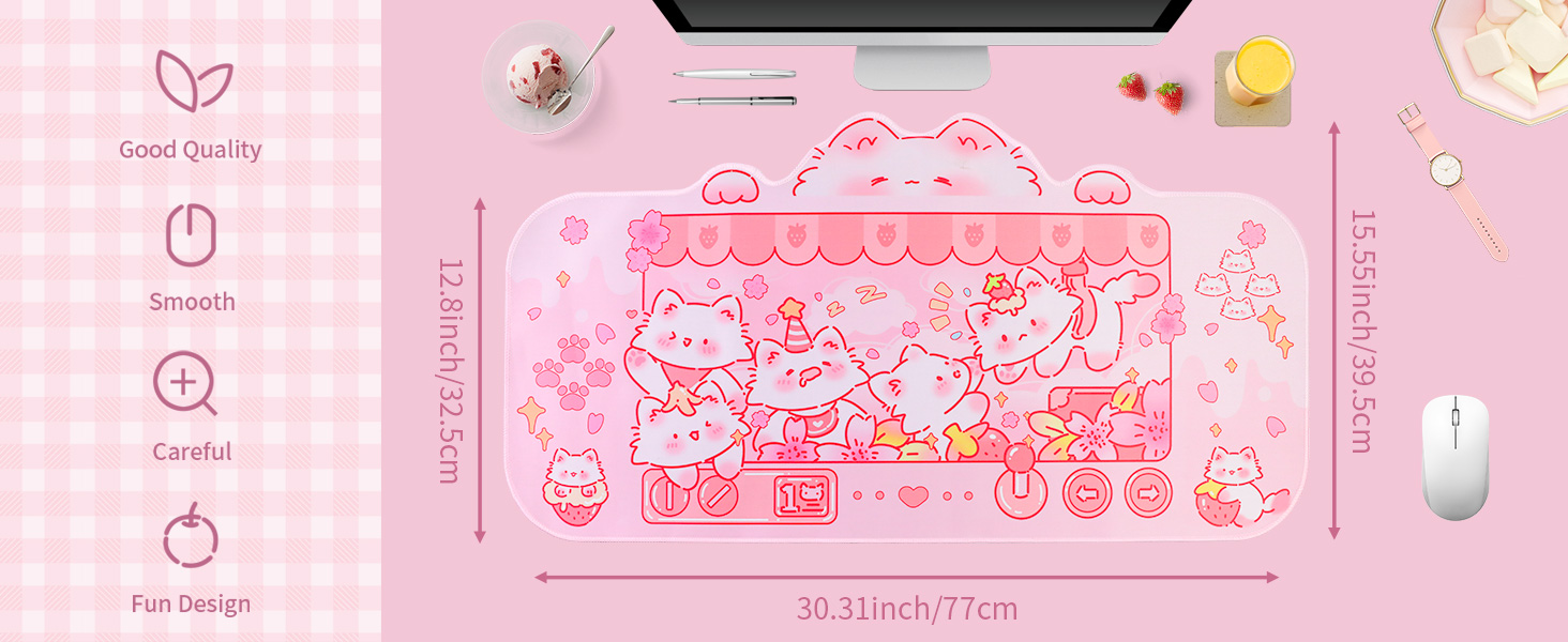 Cute Kitty Desk Mat Kawaii Desk Pad Gaming Mouse Pad Cat Deskmat Mousepad