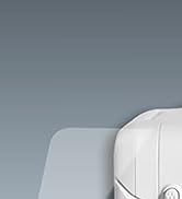 Partial view of a white plastic or metal device with rounded edges and a smooth surface, set against a light gray background.