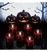 Wondise Halloween Black Flameless Candles with Timer, Battery Operated Votive Candles Tea Light w...
