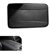Pniwuno Car Center Console Cover, Carbon Fiber Leather Arm Rest Cover, Scratch-Resistant & Durabl...