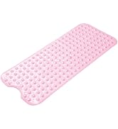 AmazerBath Clear Pink Bathtub Mat Non Slip Bath Mat for Tub, 40 x 16 Inches Bath & Shower Safety ...
