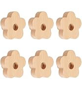 MOROBOR Flower Shaped Wooden Knobs,6pcs Natural Handmade Wood Knob Single Hole Beech Wood Handles...