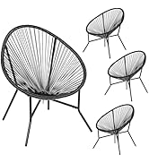 ONBRILL 4-Piece Outdoor Acapulco Chairs Set, Modern Patio Furniture Set, PE Pattan Bistro Set wit...