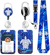 Badge Holder Lanyard Blue sea Turtle ID Card Holders Detachable Name Tag Clips Cute Funny Nurse T...