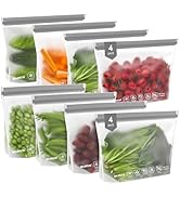 IDEATECH Gallon Freezer Food Containers, BPA Free PEVA Reusable Gallon Bags, Reusable Sandwich Ba...