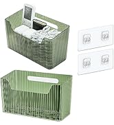 Set Of 2 Storage Organizer Bins Wall Mounted Organizer Basket, Shower Caddy Stackable Clear Plast...