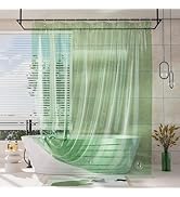AmazerBath Shower Curtain Liner, 100% EVA Soft Clear Mint Green Heavy Duty Shower Curtain and Lin...