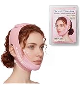 V Line Lifting Mask Chin Strap - Reusable Double Chin Reducer for Neck Jawline Lifting & Face Con...