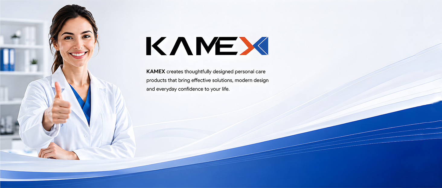 Kamex female dentist doctor giving thumbs up for water flosser oral irrigtor dental care