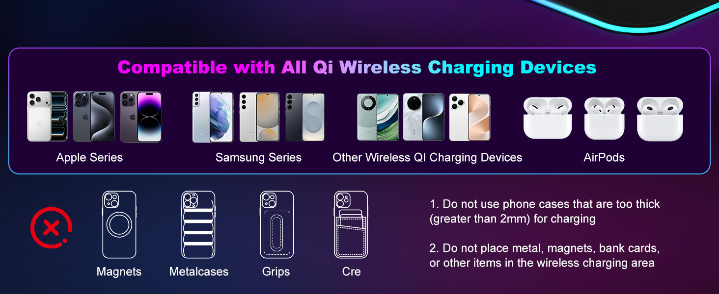 3 in 1 Wireless Charging RGB Gaming Mouse Pad