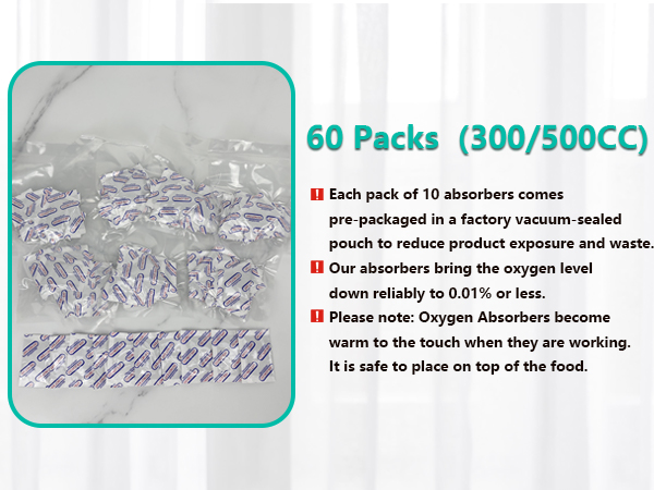 Mylar Bags for Food Storage with Oxygen Absorbers 500CC