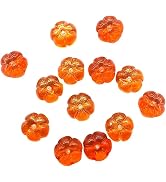 Labriciyon 100 Pcs Orange Mini Pumpkin Glass Beads: 8 x 10mm, Loose Beads, Thanksgiving & Hallowe...
