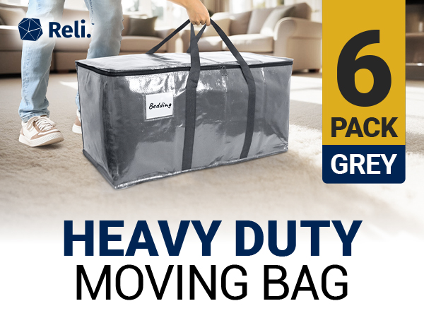Heavy Duty Moving Bags - 6 Pack Grey