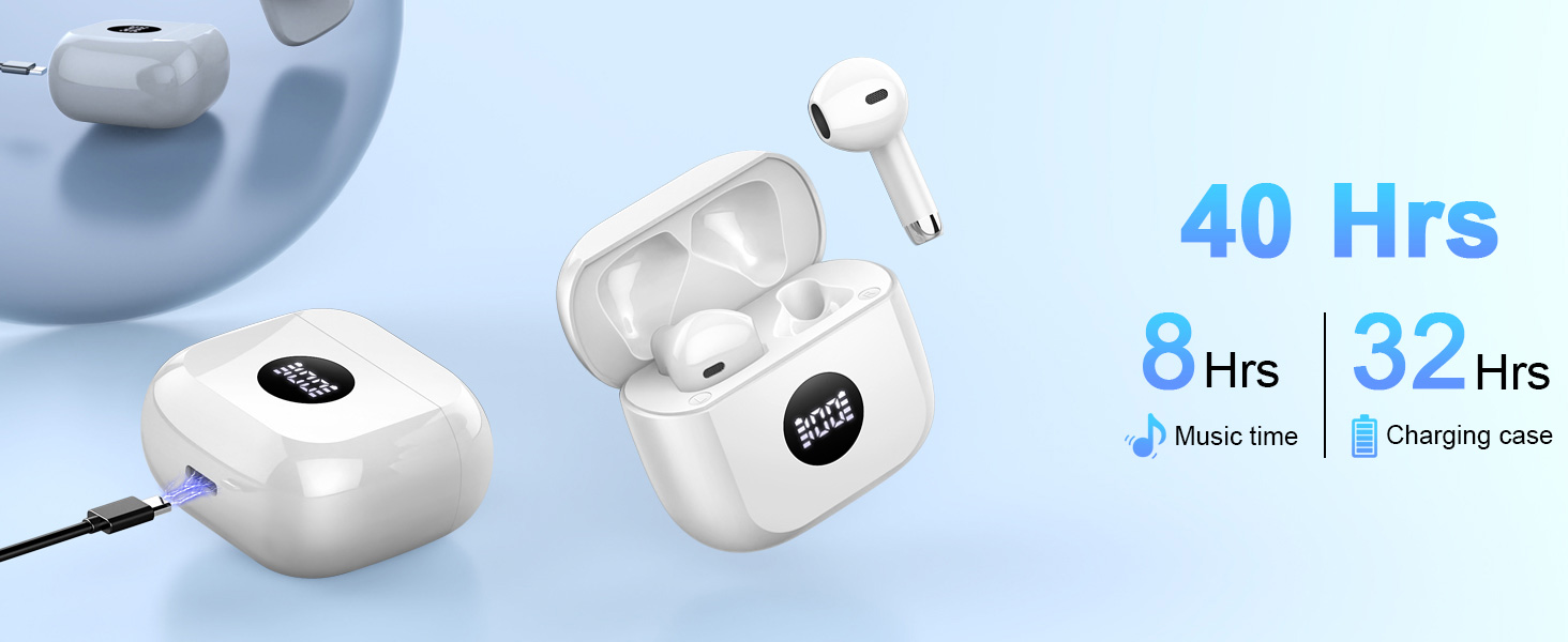 Bluetooth 5.3 Ear Buds LED Power