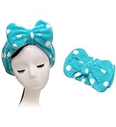 Shintop Sweet Super Soft Caroset Polka Dots Wash Cosmetic Headband Hairlace (Dark Blue Polka Dots)