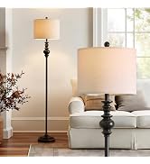 BOBOMOMO 64.25" Farmhouse Floor Lamp for Living Room, Tall Antique Black Standing Lamp with Rotar...