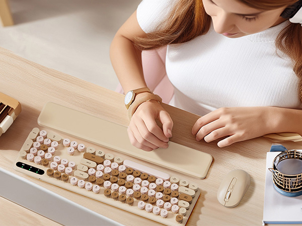 Milk Tea wireless round keys keyboard mouse classroom apartment cafe office back to school college