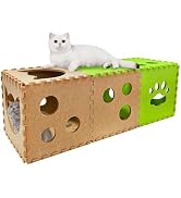 Apatal Cat Play Tunnel 14 Pcs DIY Foldable Cat Hideaway Cave with Interactive Peek Hole Felt Kitt...