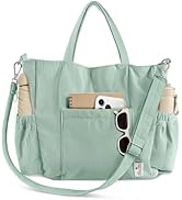 Miss Adola Crossbody Corduroy Tote Bag for Women, Large Tote Bag with Multi-Pockets and Zipper fo...