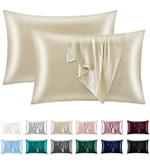 OTOSTAR Set of 2 Standard Size Satin Pillowcases, Khaki Pillowcase for Hair and Skin, Soft Breath...