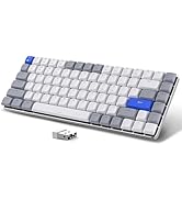 AUSDOM 75% Mechanical Keyboard, 84 Keys Compact Low Profile Wireless Gaming Keyboard with White L...