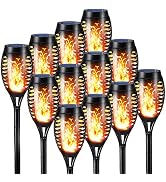 Toodour Solar Torch Flame Lights, 12 Pack Solar Halloween Lights Outdoor | with Flickering Flame,...