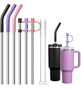 Diumepo Straws for 40oz Tumblers, Metal Straws with Silicone Tips for Stanley 40oz Cup, Reusable ...
