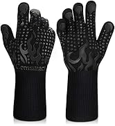 Comsmart BBQ Gloves, 1472 Degree F Heat Resistant Grilling Gloves Silicone Non-Slip Oven Gloves L...