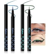 2PCS Metallic Glitter Coloured Liquid Eyeliner Pens Set03 – Waterproof Mark Emerald or Blue Long-...