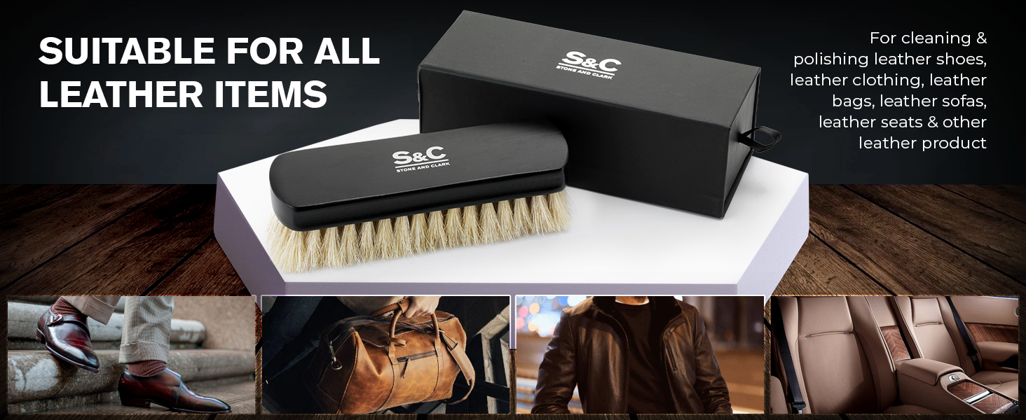 premium white horsehair brush suitable for all leather items