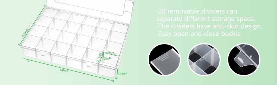 20 Grids Plastic Organizer Box Adjustable Dividers