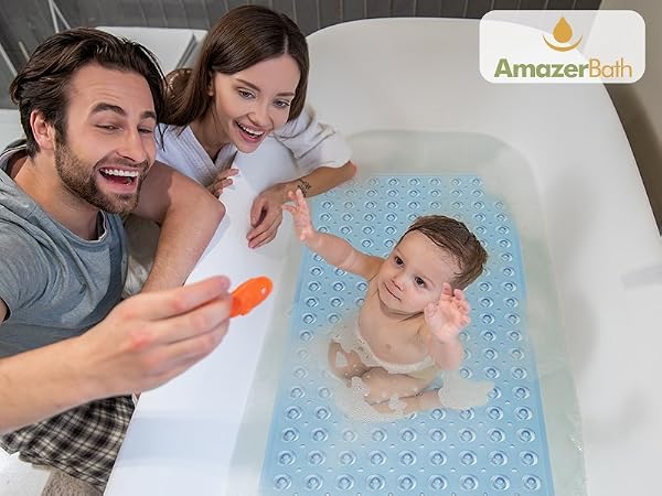 big blue bath tub mat