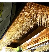 kemooie 400 LED Outdoor Curtain Lights, 26.2FT x 3.3FT Curtain String Lights with 8 Shining Modes...