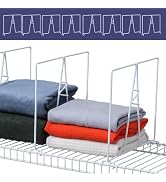 ziroland 8-Pack White Wire Shelf Dividers - Closet Shelf Organizer - Easy to Install Shelf Divide...
