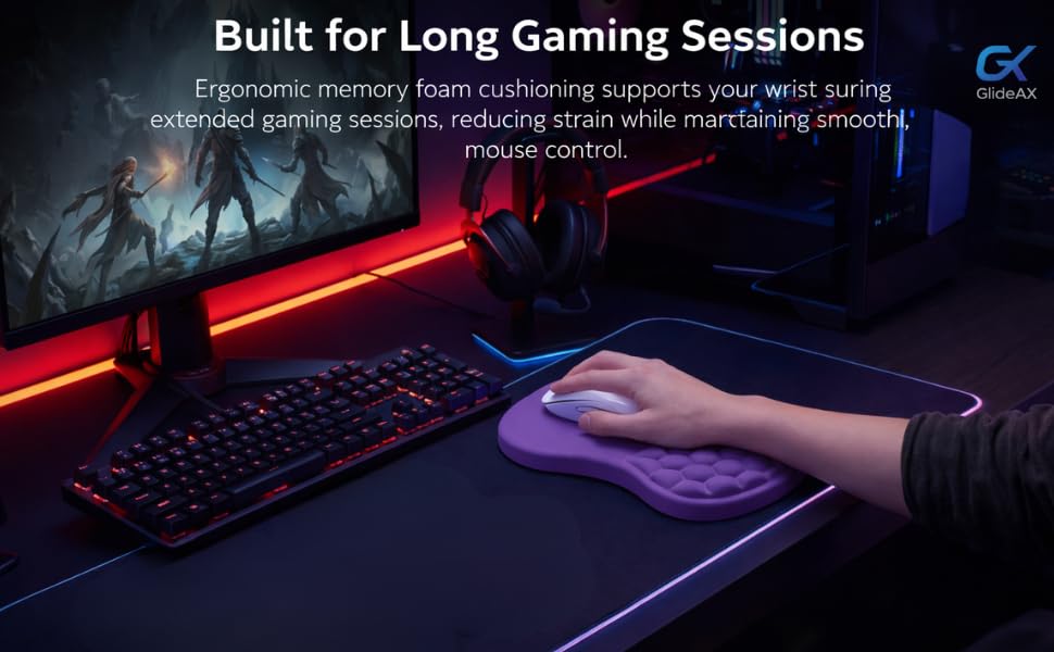 GlideAX wrist rest mouse pad used for gaming
