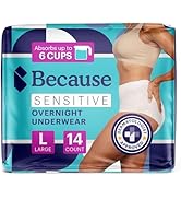 Because Adult Incontinence Underwear for Sensitive Skin - Women - Premium Overnight Disposable Br...