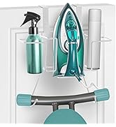 Home Intuition Over The Door Wall Mountable Iron Board Holder with Spray Bottle Storage, White, L...