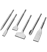Kirphealy Chisel Set with SDS Plus Shanks, 6pc Masonry Concrete Drill Bit Set, Tile Grooving Scra...