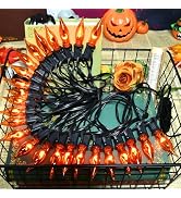 27.8Ft Orange Halloween Lights - Flickering Flame String Lights Orange Flickering String Lights w...