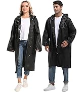 Rain Ponchos for Adults Reusable - Borogo 2Pcs Raincoats Emergency Survival with Hoods and Sleeve...