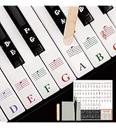 Piano Keyboard Stickers for 88/76/61/54/49/37 Key for Beginners, Staff Boards Note Stickers with ...