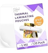 Binditek 120 Pack 5 Mil Thermal Laminating Pouches, 5 x 7 Inch, Fits Photo Size, Ultra Clear Lami...