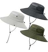 3 Pack Mens Boonie Sun Hat UV Protection Outdoor Bucket Fishing Hat for Hiking Safari & Gardening
