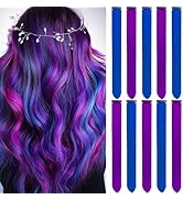 LADYAMZ Colored Purple Hair Extensions 10 PCS, Rainbow Christmas Party Highlights Clip in Synthet...
