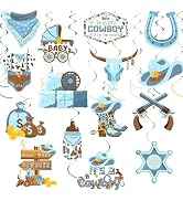 36Pcs Cowboy Baby Shower Themed Party Hanging Swirl Wild Western Birthday Decor Cowboy Themed Par...