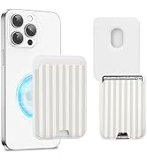 Obbii Compatible with Magsafe Wallet Magnetic Card Holder -Beige Stripes Lines Cute Phone Wallets...